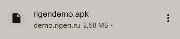 Скачанный файл rigendemo.apk